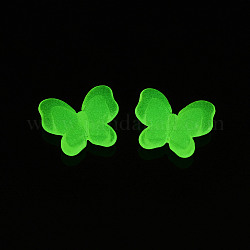 蓄光アクリルビーズ  暗闇で光る  蝶  緑黄  17.5x21x6mm  穴：1.8mm  約415個/500g