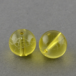 Fili di perline di vetro trasparente trafila, verniciatura a spruzzo, tondo, goldenrod, 6mm, Foro: 1.3~1.6 mm, circa 133pcs/filo, 31.4 pollice