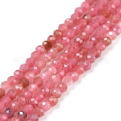 Chapelets de perles en rhodonite naturelle, facette, ronde, 2mm, Trou: 0.3mm, Environ 189 pcs/chapelet, 15.55 pouce (39.5 cm)