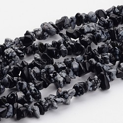 Chapelets de perles de flocon de neige en obsidienne naturelle, puce, 5~8mm, Trou: 0.3mm, 32 pouce