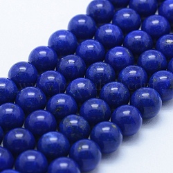 Abalorios de lapislázuli naturales hebras, aa grado, redondo, 8mm, agujero: 1 mm, aproximamente 46~49 pcs / cadena, 15.5 pulgada (39.5 cm)