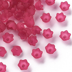 Berretti di perline acriliche trasparenti, tulipano fiore, mughetto, smerigliato, rosa intenso, 10x6mm, Foro: 1.5 mm, circa 2100pcs/500g