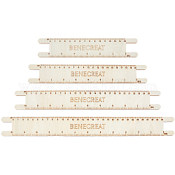 Règles de mesure en corde tressée en bois, outil de mesure, rectangle, beige, 20~35x3.8x0.2 cm, 4 pièces / kit