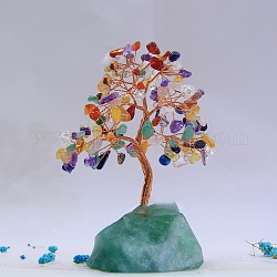 Dekoration aus natürlichen Edelsteinen, ungefärbt, mit Messingdraht, für Schreibtischdekorationen zu Hause, Baum des Lebens, 50~60x120~150 mm