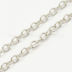 Brass Cable Chains, Soldered, Platinum, 2.3x2x0.5mm