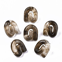 Aretes de resina transparente, estilo de imitación de piedras preciosas, con pasadores de acero inoxidable, vórtice, coco marrón, 19.5x17mm, pin: 0.7 mm