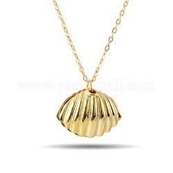 925 подвесные стерлингового серебра ожерелья, с кабельными цепями, формы раковины, золотые, 50 см