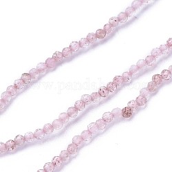 Fragola naturale perle di quarzo fili, sfaccettato, tondo, fenicottero, 2~2.5mm, Foro: 0.5 mm, circa 180~200pcs/filo, 14.5~16.1 pollice (37~41 cm)