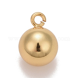 Brass Ball Charms, Round, Cadmium Free & Nickel Free & Lead Free, Long-Lasting Plated, Real 18K Gold Plated, 10.5x7.5mm, Hole: 1mm