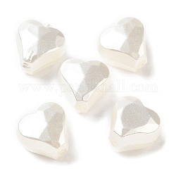 Perline acrilico opaco, sfaccettato, cuore, bianco, 11x11.5x8mm, Foro: 2.1 mm, circa 785pcs/500g