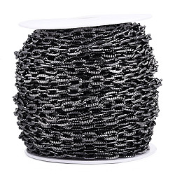 Алюминиевые текстурированные кабельные цепи, несварные, с катушкой, металлический черный, 9x5x1.3 мм, около 98.43 фута (30 м) / рулон
