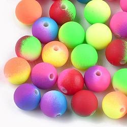 Gummierten Stil Acryl-Perlen, Runde, Mischfarbe, 8x7 mm, Bohrung: 2 mm