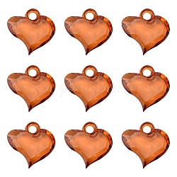 Transparent Acrylic Pendants, Faceted, Heart, Chocolate, 17.5mm long, 17mm wide, 4mm thick, hole: 3mm, about 833pcs/500g