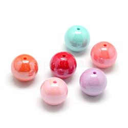 Pearlized Style Acrylic Beads, Round, Mixed Color, 16mm, Hole: 2mm, about 210pcs/500g