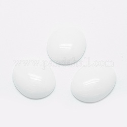 Opaque Glass Cabochons, Oval, White, 28.5x22x7mm