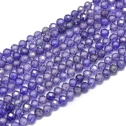 Perles de zircon cubique, facette, ronde, bleu ardoise moyen, 3mm, Trou: 0.5mm, Environ 132 pcs/chapelet, 15 pouce (38 cm)