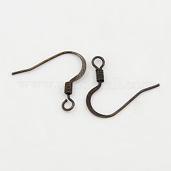 Brass French Earring Hooks, with Horizontal Loop, Flat Earring Hooks, Nickel Free, Antique Bronze, 17mm, Hole: 2mm