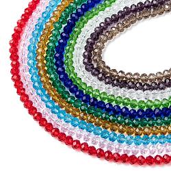Glass Beads Strands, Faceted, Rondelle, Mixed Color, 6x5mm, Hole: 1mm, 92~94pcs/strand, 17~17.5 inch(42.5~43.75cm), 10 colors, 1strand/color