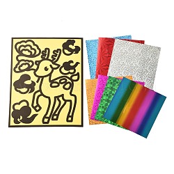 Rectangle Spot Color Stickers, Cartoon Puzzle Laser Stickers Toy, for Children Magic Stickers Colorful Creative Stickers, Deer Pattern, 18x14x0.04cm