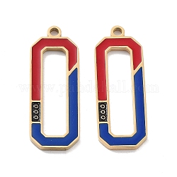 Ion Plating(IP) 304 Stainless Steel Pendants, with Enamel, Rectangle Charm, Golden, FireBrick, 26x9.5x1.5mm, Hole: 1.6mm
