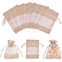 Bolsas de embalaje de algodón pandahall elite, bolsas de cordón, con cintas de organza, bronceado, 14~15x10~11 cm, 20 PC / sistema