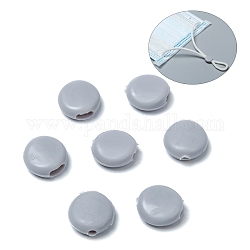 PVC Plastic Cord Lock for Mouth Cover, Anti Slip Cord Buckles, Rope Adjuster, Flat Round, Gainsboro, 10x4mm, Hole: 1.6mm and 1.6x4mm
