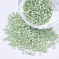 Pearlized Cylinder Seed Beads, Uniform Size, Dark Sea Green, 1.5~2x1~2mm, Hole: 0.8mm, about 4000pcs/bag, about 50g/bag