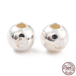 Perles 925 en argent sterling, facette (4 facette) ronde, couleur d'argent, 4mm, Trou: 2mm, 100 pcs / 10 g