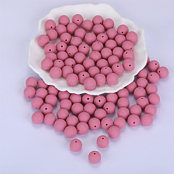 Perles focales rondes en silicone, perles à mâcher pour les jouets de dentition, Diy soins infirmiers colliers faisant, vieille rose, 15mm, Trou: 2mm