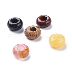 Perles européennes de pierres précieuses, pierre mixte, rondelle, couleur mixte, 14x7mm, Trou: 5mm