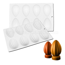 DIY Half Easter Surprise Eggs Food Grade Silicone Molds, Fondant Molds, Resin Casting Molds, for Chocolate, Candy, UV Resin & Epoxy Resin Craft Making, 8 Cavities, Stripe Pattern, 264x171x23mm, Hole: 8mm, Inner Diameter: 75x50mm