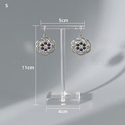 T Shaped Acrylic Earring Display Stand, Jewelry Displays Rack, Jewelry Tree Stand, with Holes and Rectangle Pedestal, Clear, 4x5x11cm