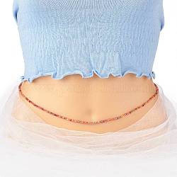 Sommerschmuck Taillenperlen, Körperkette, Bauchkette aus facettierten Glasperlen, Bikini Schmuck für Frau Mädchen, braun, 31-1/2 Zoll (80 cm), Perlen: 3x2.5 mm