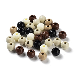 Vernice da forno perline europee acriliche opache, perline con foro grande, tondo, colore misto, 13.5x12.5mm, Foro: 4 mm, circa 381pcs/500g
