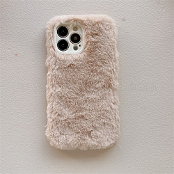 Étui de téléphone portable en peluche chaud pour femmes filles, housses de protection en plastique pour caméra d'hiver pour iphone13 pro max, tan, 16.08x7.81x0.765 cm