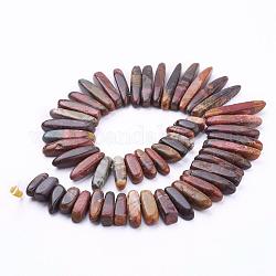 Fili di perline di picasso pietra naturale / picasso, pepite, 15~52x6~8x6~8mm, Foro: 1 mm, circa 52pcs/filo, 15.7 pollice (40 cm)