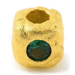 Messing-Abstandshalterkugeln, mit Strass, Viereck, mattgoldene Farbe, Smaragd, 4x4.5x4.5 mm, Bohrung: 1.8 mm