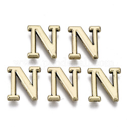 Alloy Cabochons, Cadmium Free & Nickel Free & Lead Free, Letter, Letter.N, 11x10x1.5mm