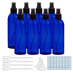 Kits de bricolage, avec des vaporisateurs en plastique, mini trémies d'entonnoir en plastique transparent, Compte-gouttes en plastique jetables de 2 ml et passeur d'étiquettes, bleu, 19.5 cm, capacité: 250 ml