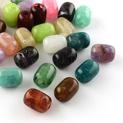 Columna de imitación de piedras preciosas perlas de acrílico, color mezclado, 20x15mm, agujero: 3 mm