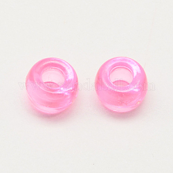 Transparentem Acryl europäischen Perlen, großes Loch Barrel Perlen, rosa, 9x6 mm, Bohrung: 4 mm, ca. 1710 Stk. / 475 g