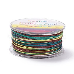 Hilo de poliéster teñido en segmentos, cordón trenzado, colorido, 1mm, alrededor de 54.68 yarda (50 m) / rollo