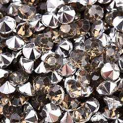 Имитация taiwan акриловый горный хрусталь указал назад кабошоны, граненые, алмаз, темно-серый, 4x3 мм