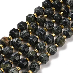 Chapelets de perles de jasper kambaba naturel, avec des perles de rocaille, tambour à barillet bicône à facettes, 8x7.5mm, Trou: 1mm, Environ 37~38 pcs/chapelet, 14.41'' (36.6 cm)