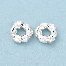 Ottone micro spianare zirconi spacer perline, anello di torsione, argento, 7.5x2.5mm, Foro: 3 mm