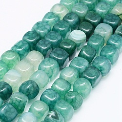 Chapelets de perles d'agate naturelle, teints et chauffée, cube, vert de mer clair, 7~8x6.5~8x6.5~8mm, Trou: 1mm, Environ 53 pcs/chapelet, 14.76 pouce (37.5 cm)