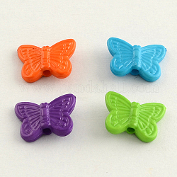 Opaque Acrylic Beads, Butterfly, Mixed Color, 11x14x4mm, Hole: 2mm, about 1900pcs/500g