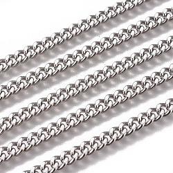 Hechas a mano 304 cadenas de contenedores de acero inoxidable, cadenas retorcidas, sin soldar, facetados, color acero inoxidable, 5x4x2mm, alambre: 1.2 mm