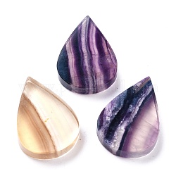 Natural Fluorite Beads, No Hole/Undrilled, for Wire Wrapped Pendant Making, Teardrop, 33~34x24x6~7mm