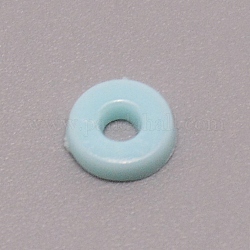 Perles acryliques opaques, plat rond, lumière bleu ciel, 6x1.5mm, Trou: 2mm, environ 830 pcs / sachet 